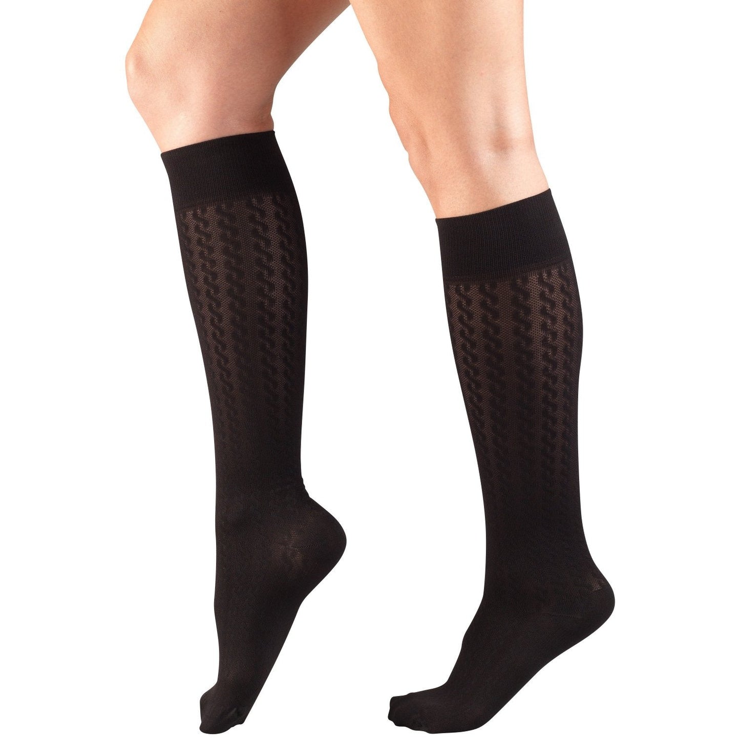 Ladies' Socks Cable Pattern Knee High Closed Toe/ 15-20 mmHg