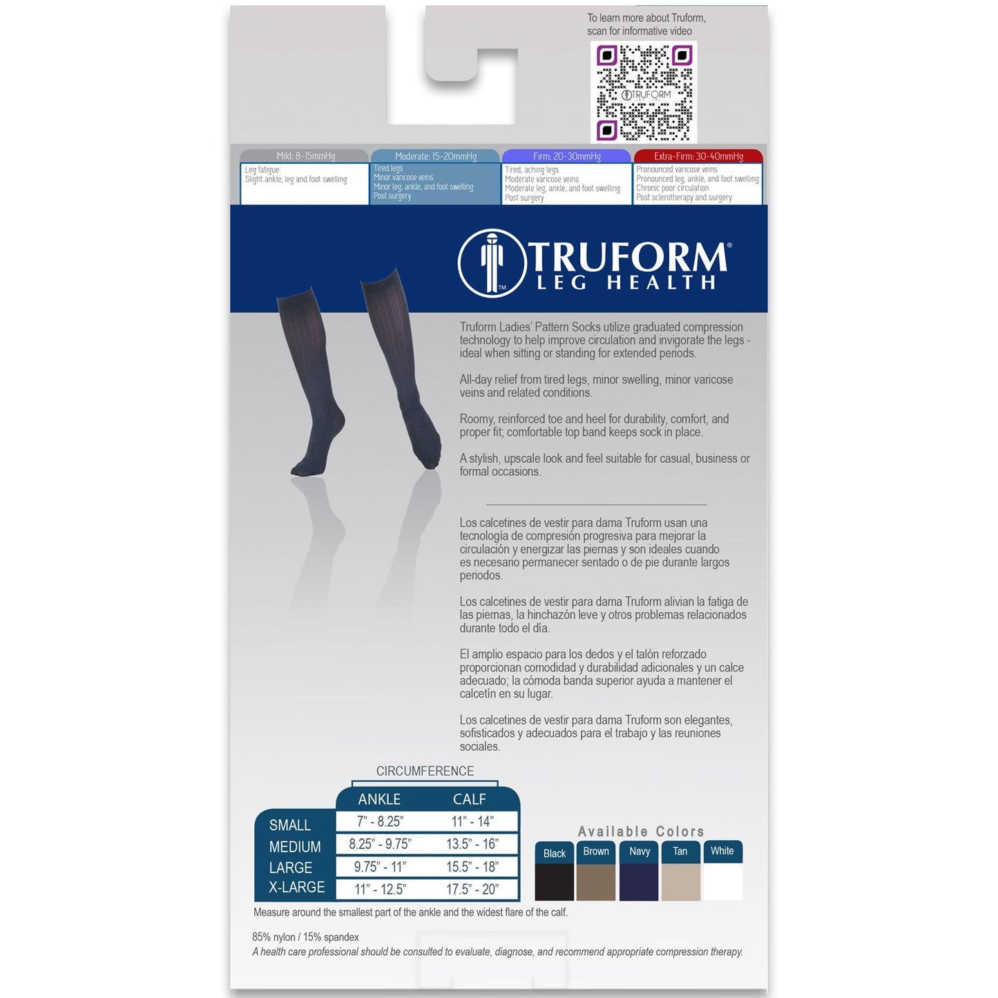 Ladies' Socks Rib Pattern Knee High Closed Toe 15-20 mmHg