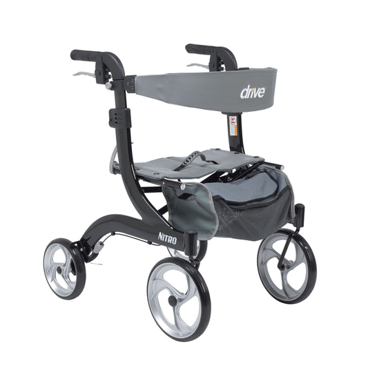 Nitro Euro Style Walker Rollator, Hemi Height, Black