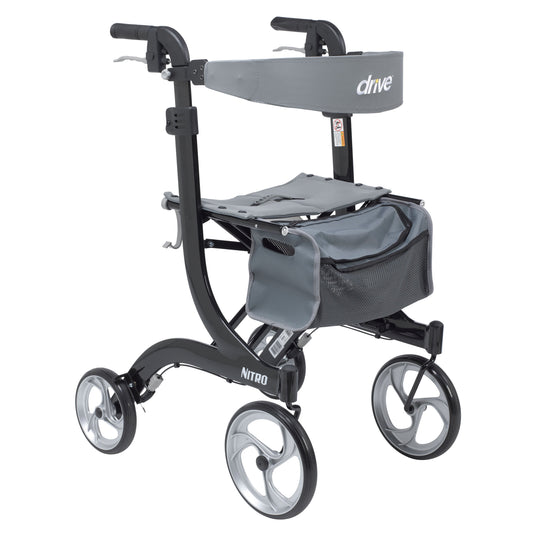 Nitro Euro Style Walker Rollator, Tall, Black