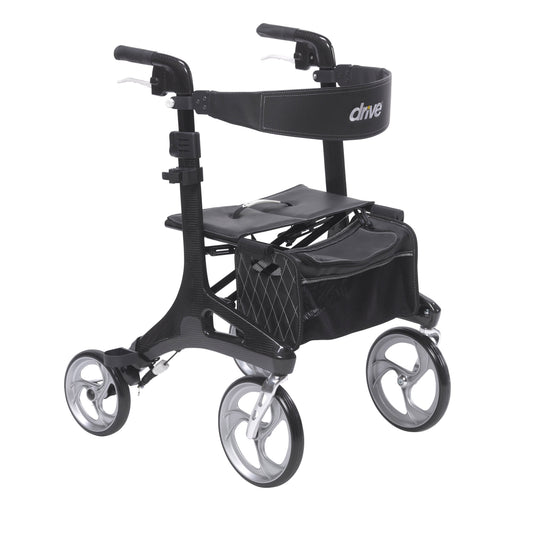 Carbon Fiber Rollator – Drive Medical Nitro Elite CF, 12 lb, 10" Casters