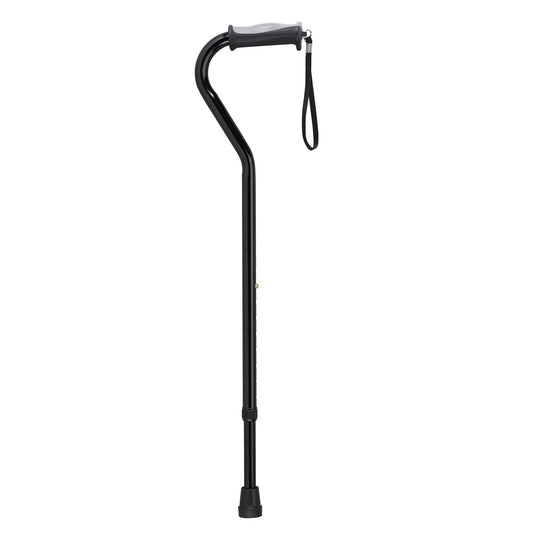 Adjustable Height Offset Handle Cane with Gel Hand Grip, Black