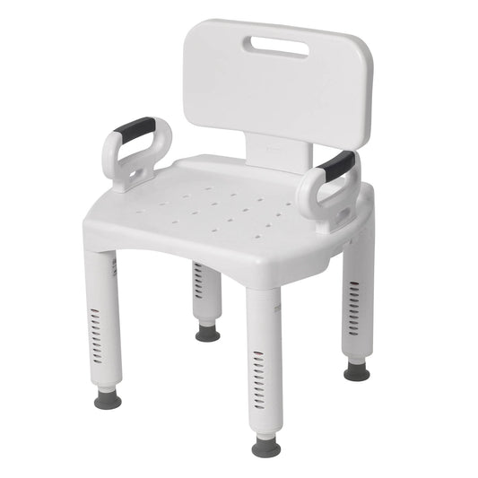 Drive Medical Premium Series Shower Chair with Back and Arms – 350 lb Capacity