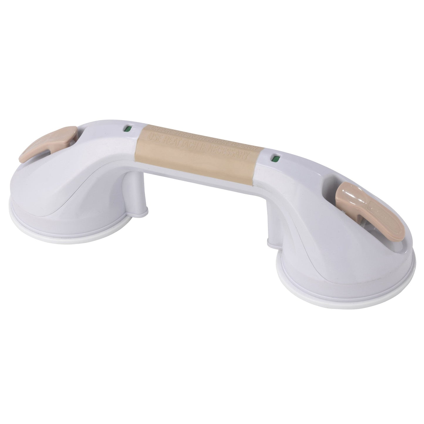 Suction Cup Grab Bar, 12", White and Beige