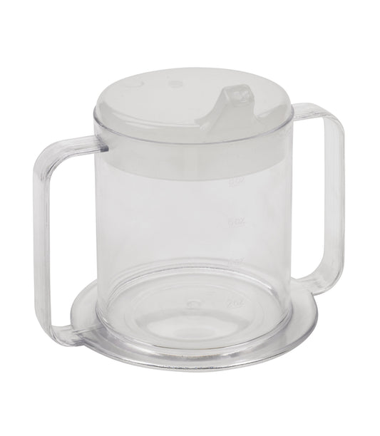 Two-Handle Drinking Cup with Anti-Splash Lid – 10 oz, Dishwasher Safe