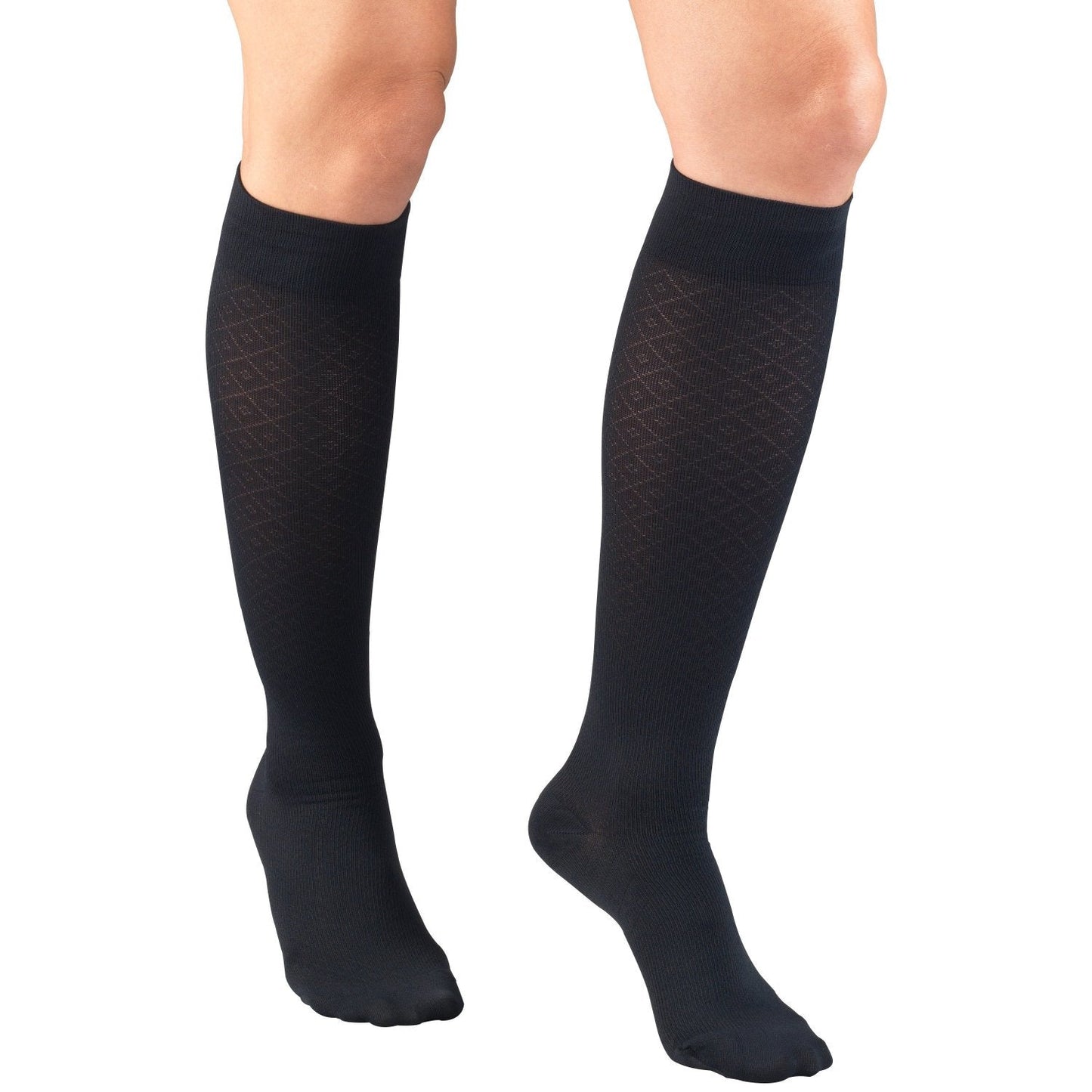 Ladies' Socks Diamond Pattern Knee High Closed Toe 15-20 mmHg