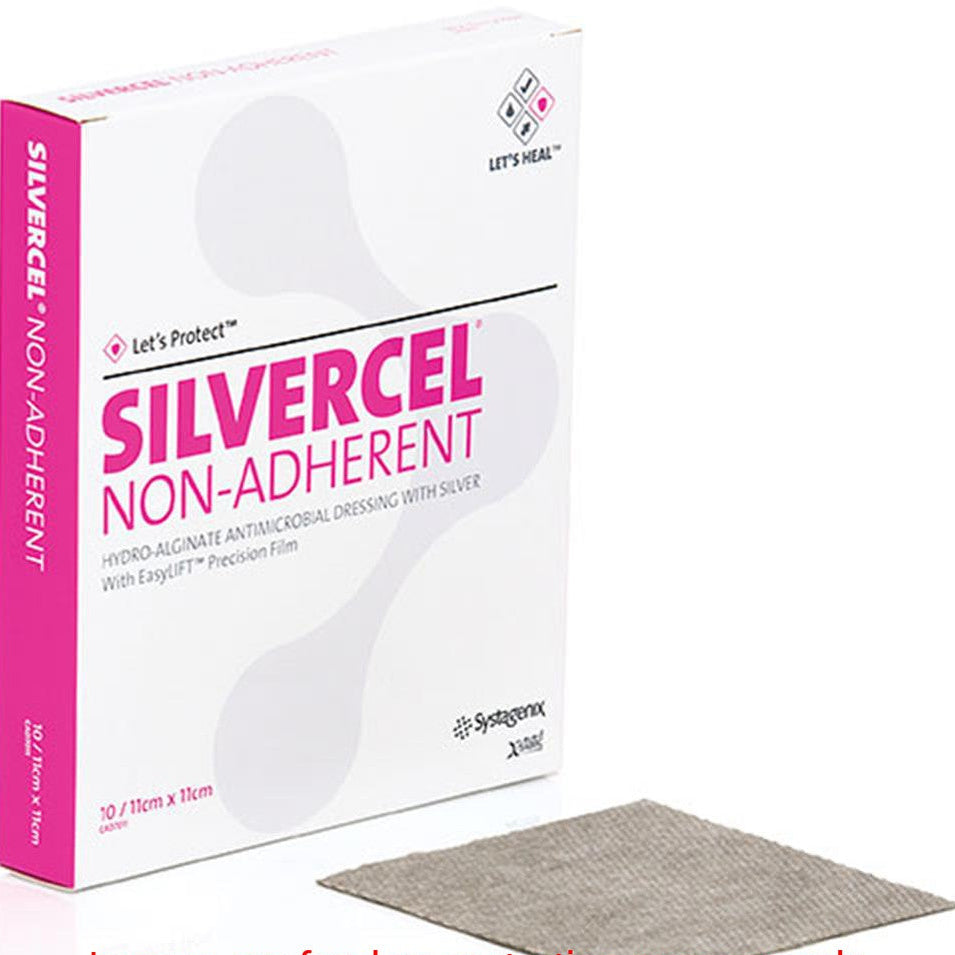 Silvercel Non-Adherent Hydro-Alginate Antimicrobial Dressing with Silver – 11 cm x 11 cm