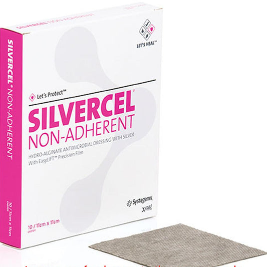Silvercel Non-Adherent Hydro-Alginate Antimicrobial Dressing with Silver – 11 cm x 11 cm