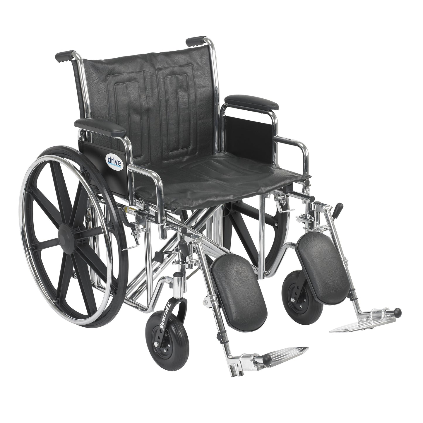 Sentra EC Heavy Duty Wheelchair, Detachable Desk Arms, Elevating Leg Rests, 22" Seat