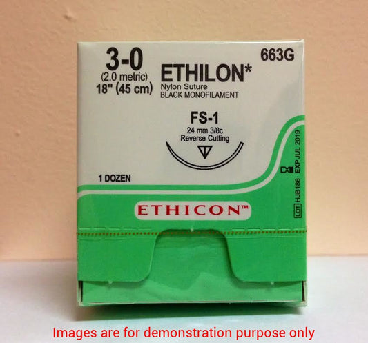 Suture 3-0 Nylon Mono 18In With Fs1 Needle Black