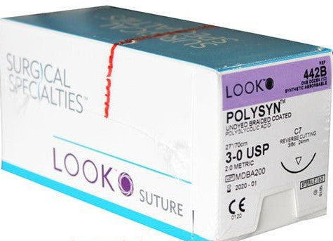 Suture 3-0 Polyglycolic Acid 27" W/C7 Needle.