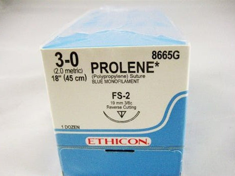 Suture 3-0 Prolene Blue, Mono 18In W/ Fs1 Needle Black.