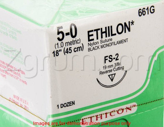 Suture – 5-0 Nylon Monofilament, 18 In, FS2 Needle, Black