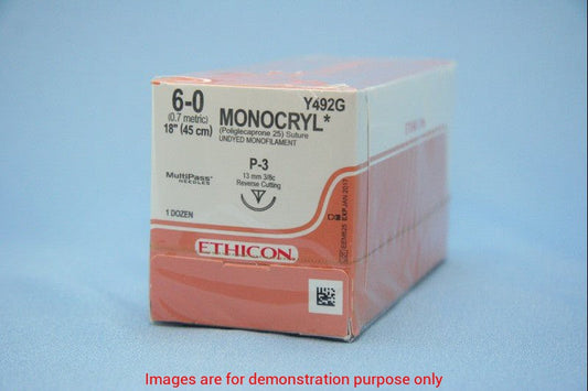 Suture Plastic P-3 Needle Monocryl Undyed Mono Size 6 18Inch
