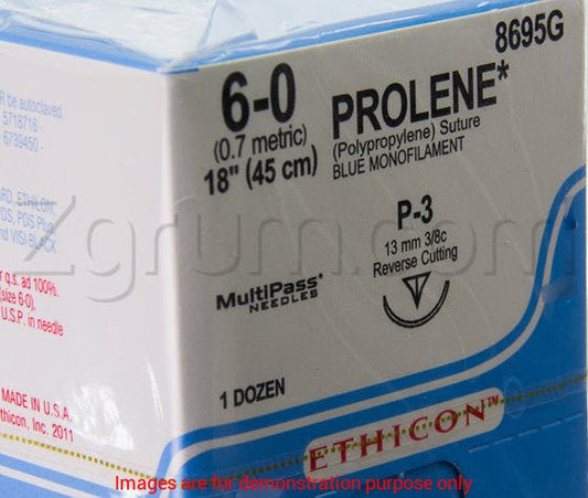 Suture Prolene Suture 6-0 Blue Mono,18", W/ P3 Needle