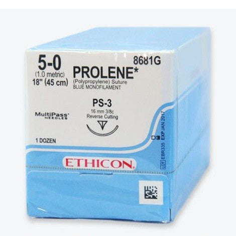 Suture – Prolene/Surgilene/Surgipro, Size 5-0, 18 In, Blue (PS-3/P-11/PRE-3/SBE-3)
