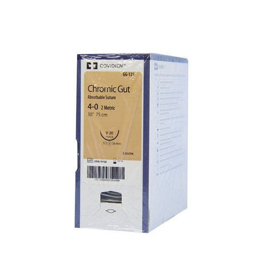 Suture With Needle, Absorbable Chromic Gut Size 2-0, 30" Suture, C-14