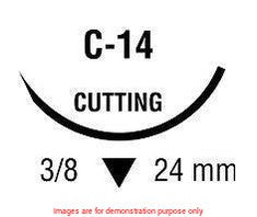 Suture With Needle, Sofsilk, Black Braided, 2-0, 18", C-14