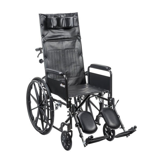 Silver Sport Full-Reclining Wheelchair, Full Arms, 16" Seat