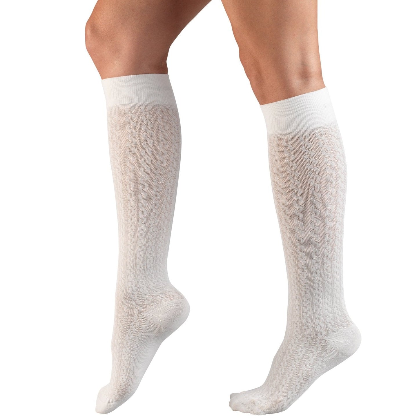 Ladies' Socks Cable Pattern Knee High Closed Toe/ 15-20 mmHg