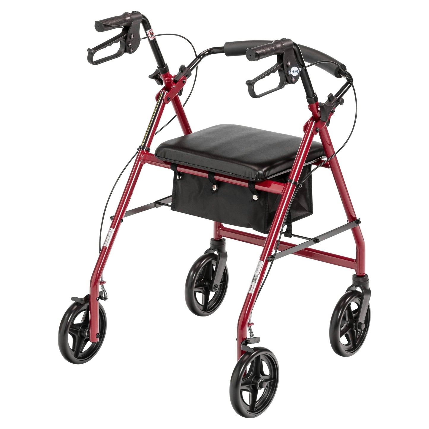 Aluminum Rollator with Fold Up and Removable Back Support and Padded Seat, Red