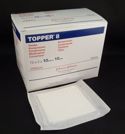 Topper 8 Swabs (4 Ply, Sterile) 10Cm X 10Cm