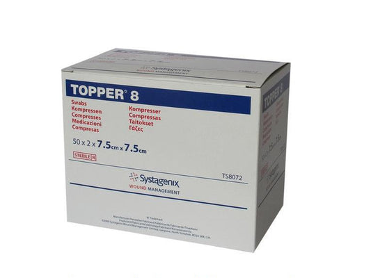 Topper 8 Swabs (4 Ply, Sterile) 7.5Cm X 7.5Cm