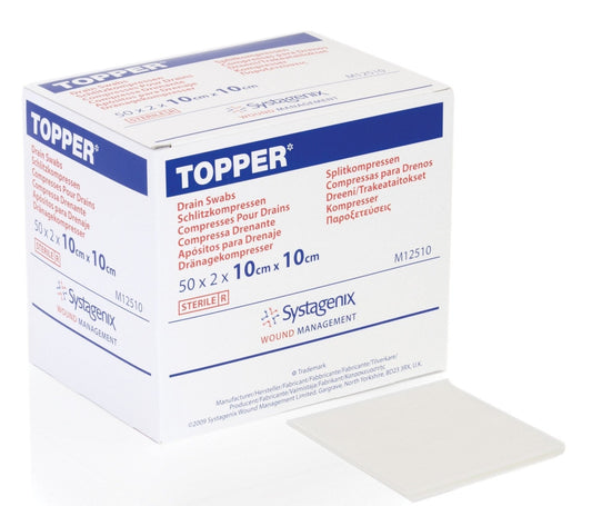 Topper Drain Swabs – 10 cm x 10 cm