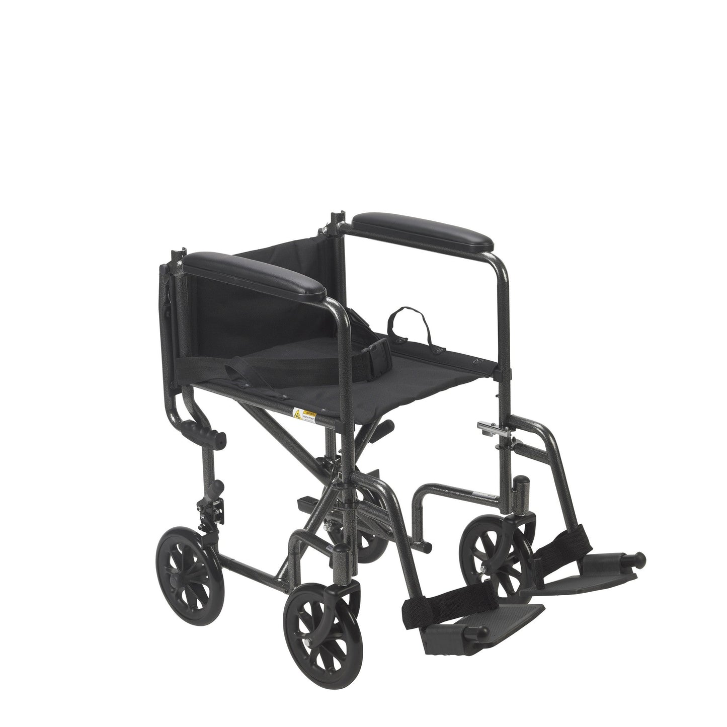 Drive Medical Lightweight Steel Transport Wheelchair, Fixed Full Arms 19" or 17" seat