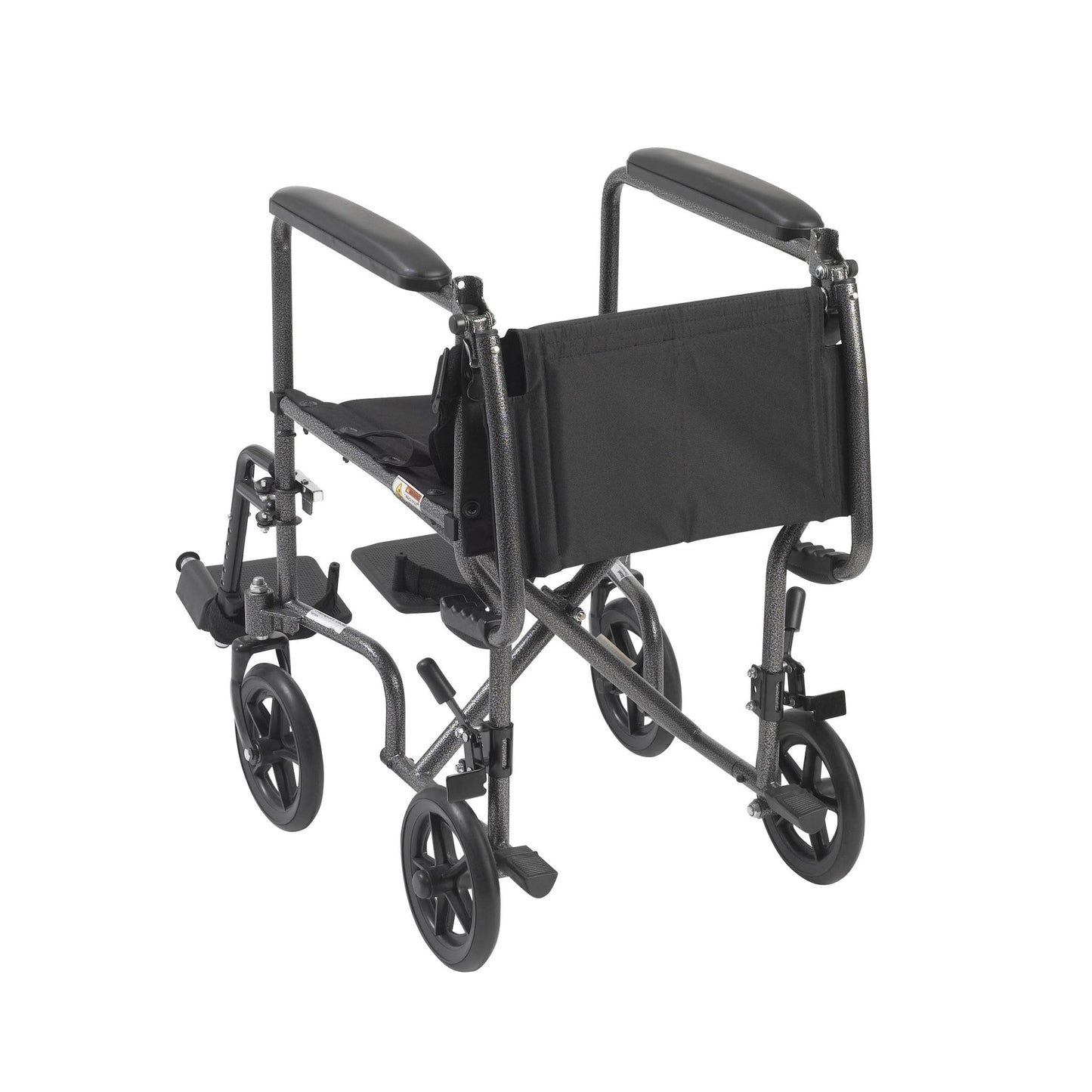 Drive Medical Lightweight Steel Transport Wheelchair, Fixed Full Arms 19" or 17" seat