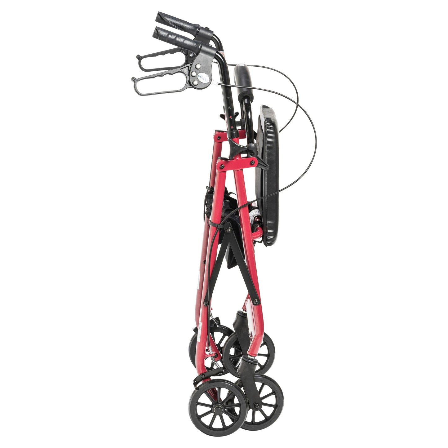 Walker Rollator with 6" Wheels, Fold Up Removable Back Support and Padded Seat, Red