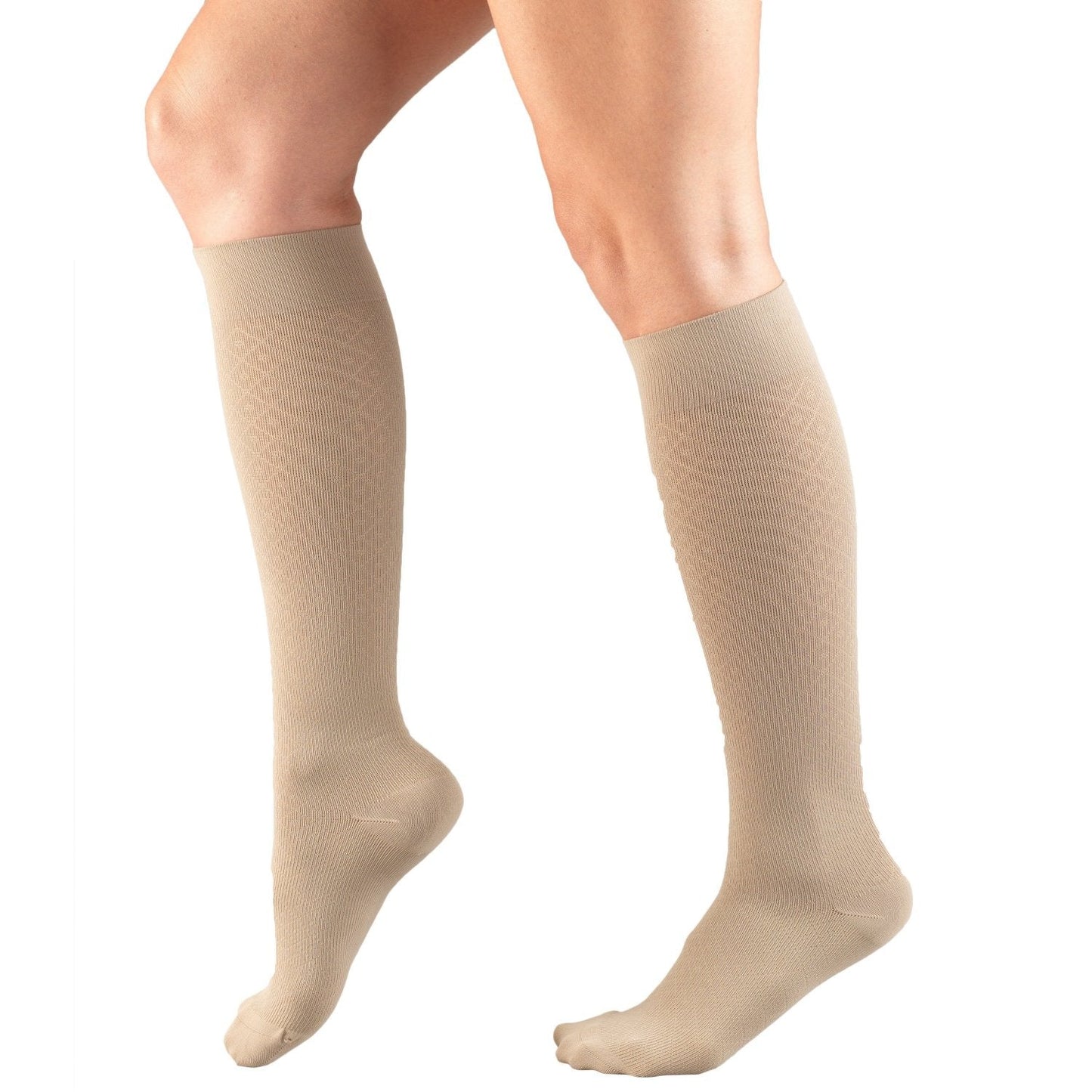 Ladies' Socks Diamond Pattern Knee High Closed Toe 15-20 mmHg