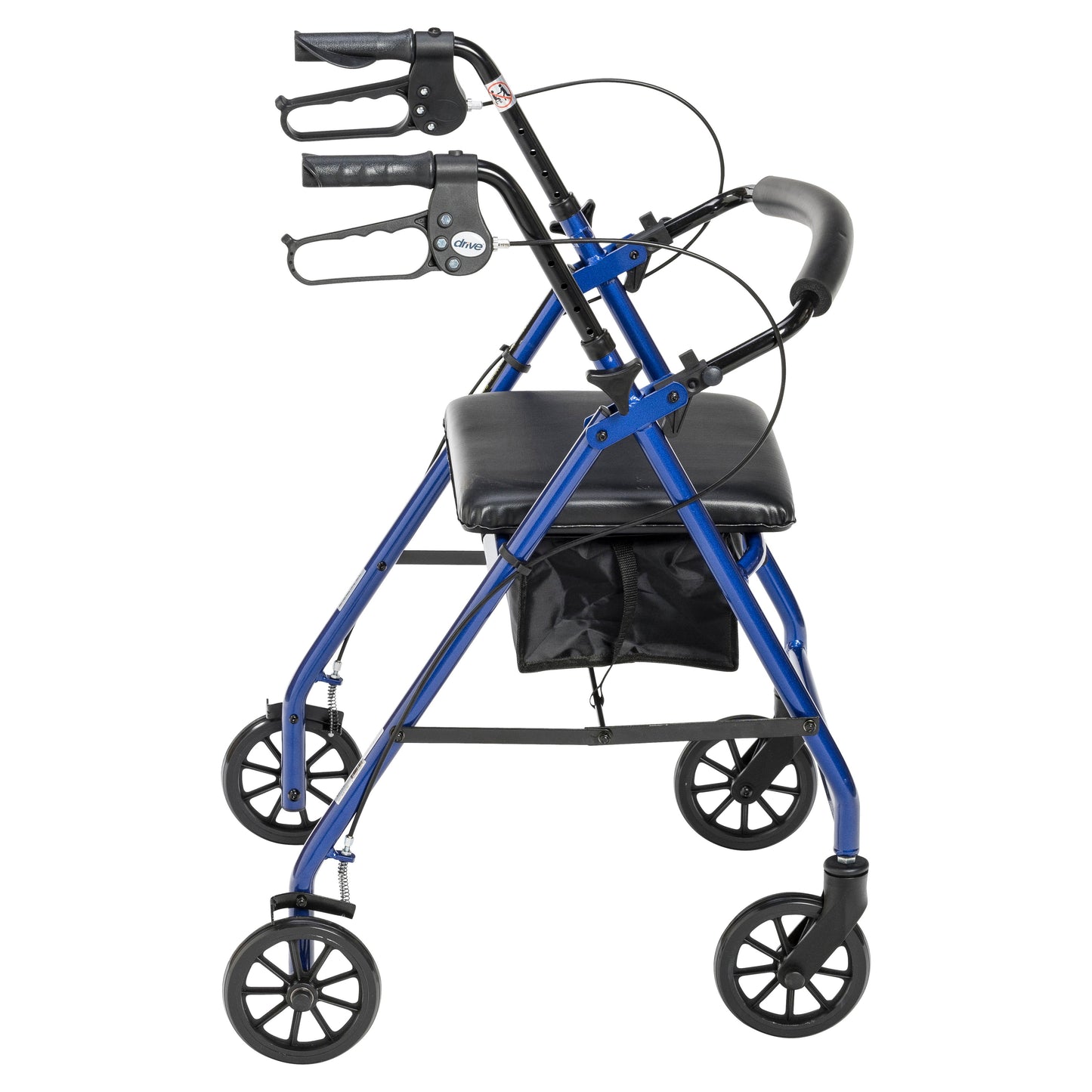 Walker Rollator with 6" Wheels, Fold Up Removable Back Support and Padded Seat, Blue