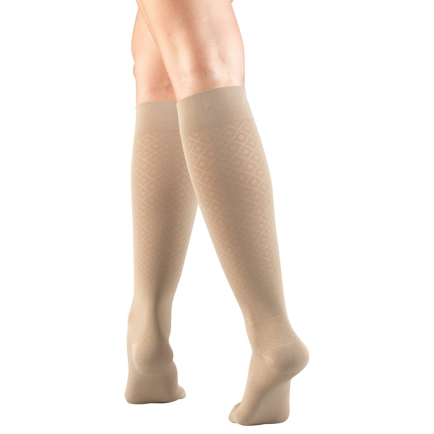 Ladies' Socks Diamond Pattern Knee High Closed Toe 15-20 mmHg