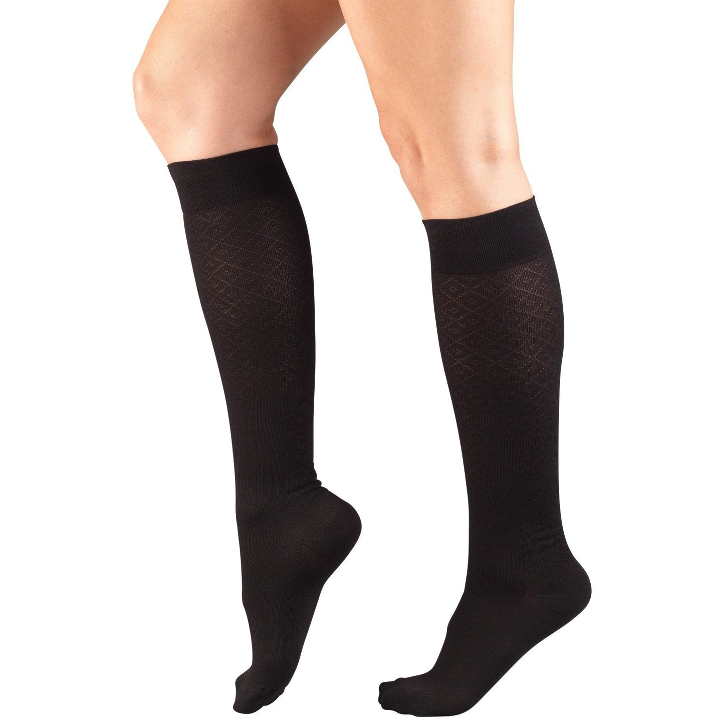 Ladies' Socks Diamond Pattern Knee High Closed Toe 15-20 mmHg