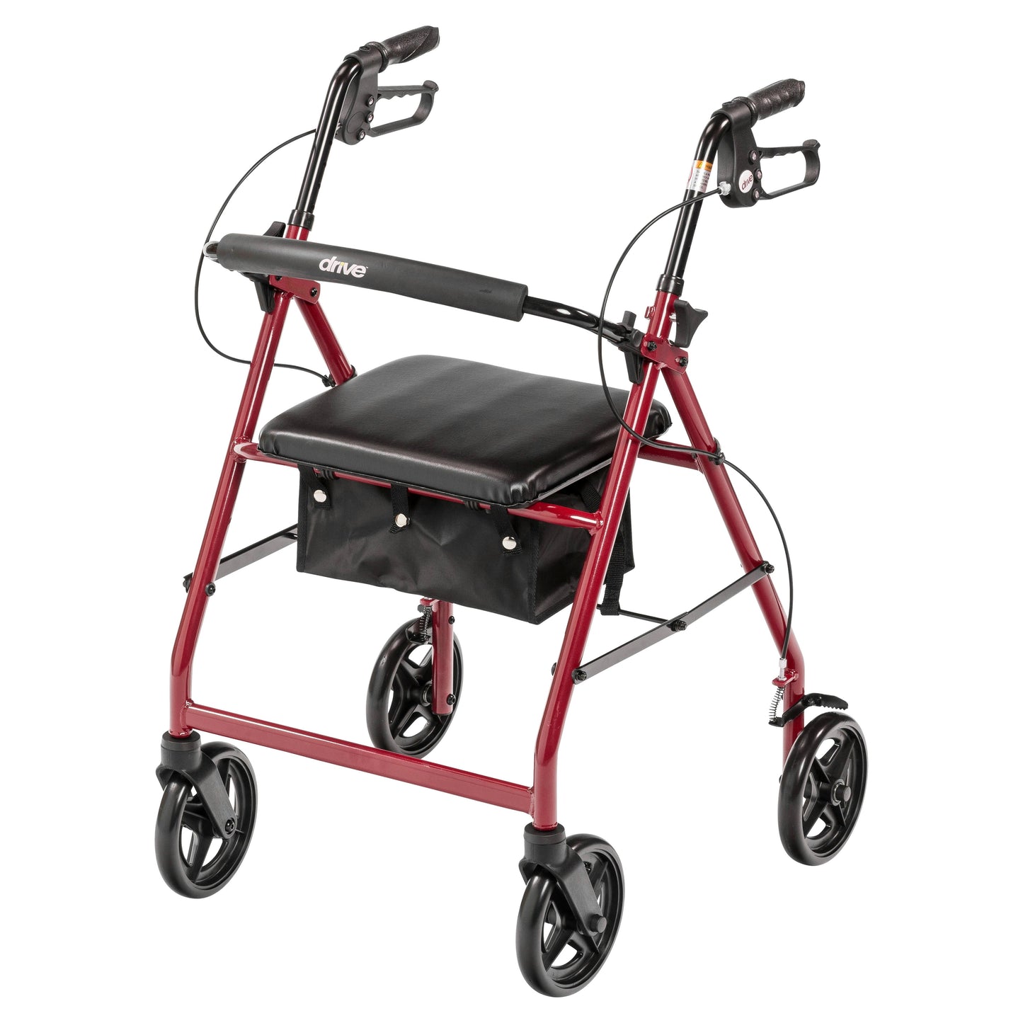 Aluminum Rollator with Fold Up and Removable Back Support and Padded Seat, Red