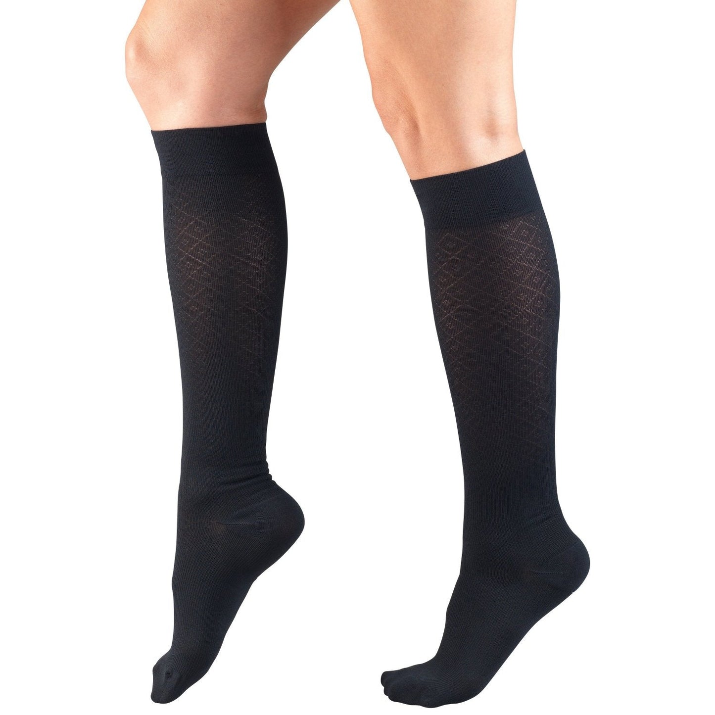 Ladies' Socks Diamond Pattern Knee High Closed Toe 15-20 mmHg