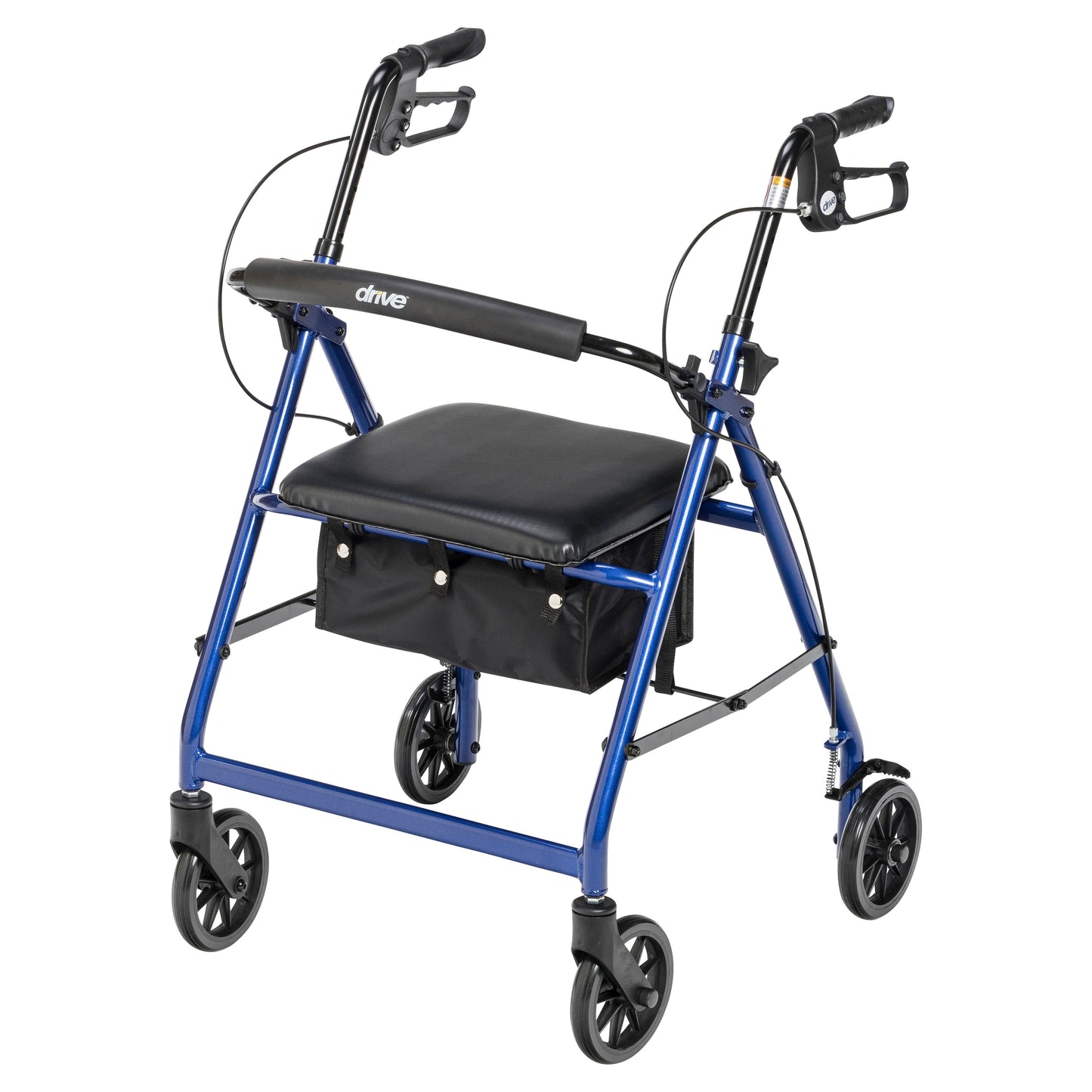 Walker Rollator with 6" Wheels, Fold Up Removable Back Support and Padded Seat, Blue