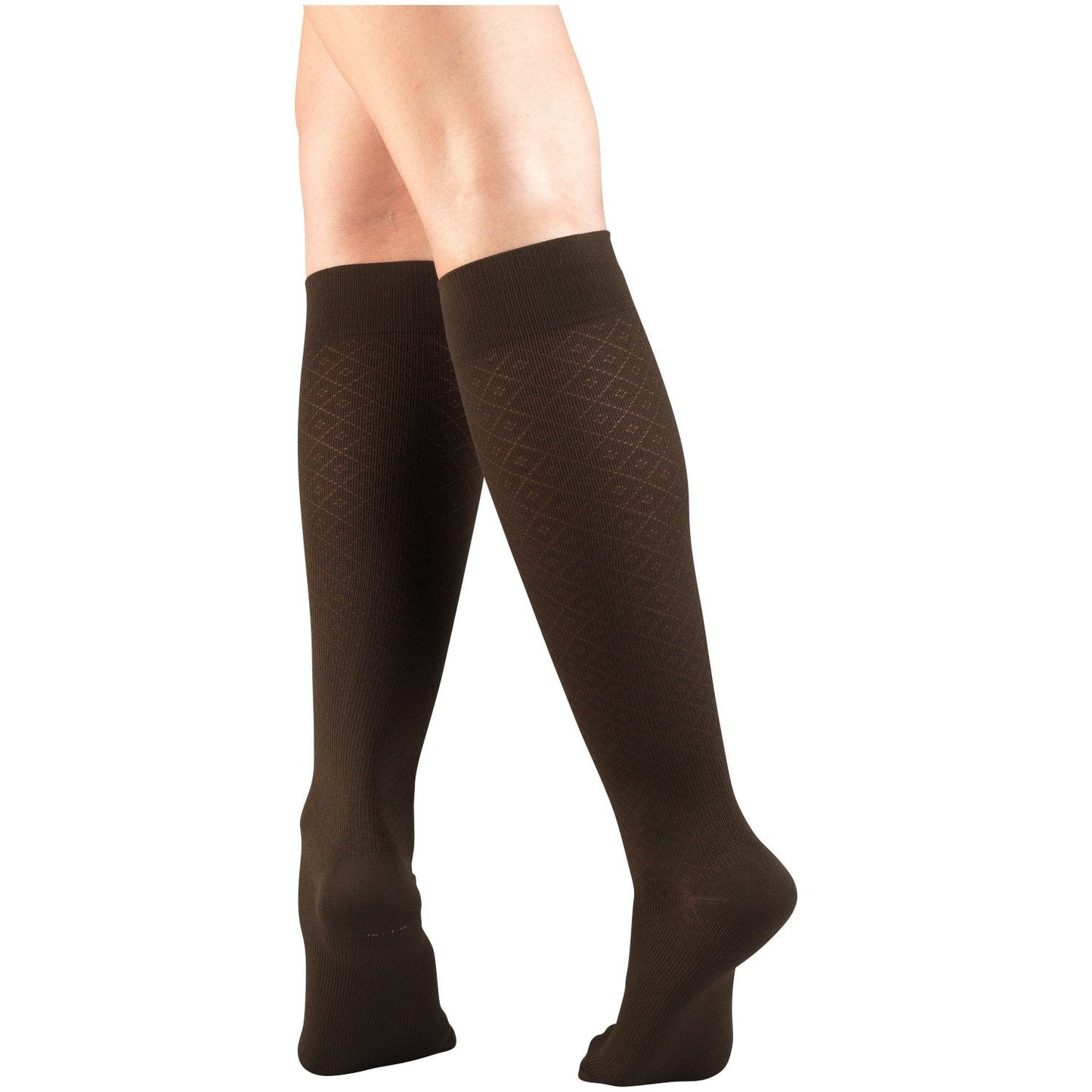 Ladies' Socks Diamond Pattern Knee High Closed Toe 15-20 mmHg