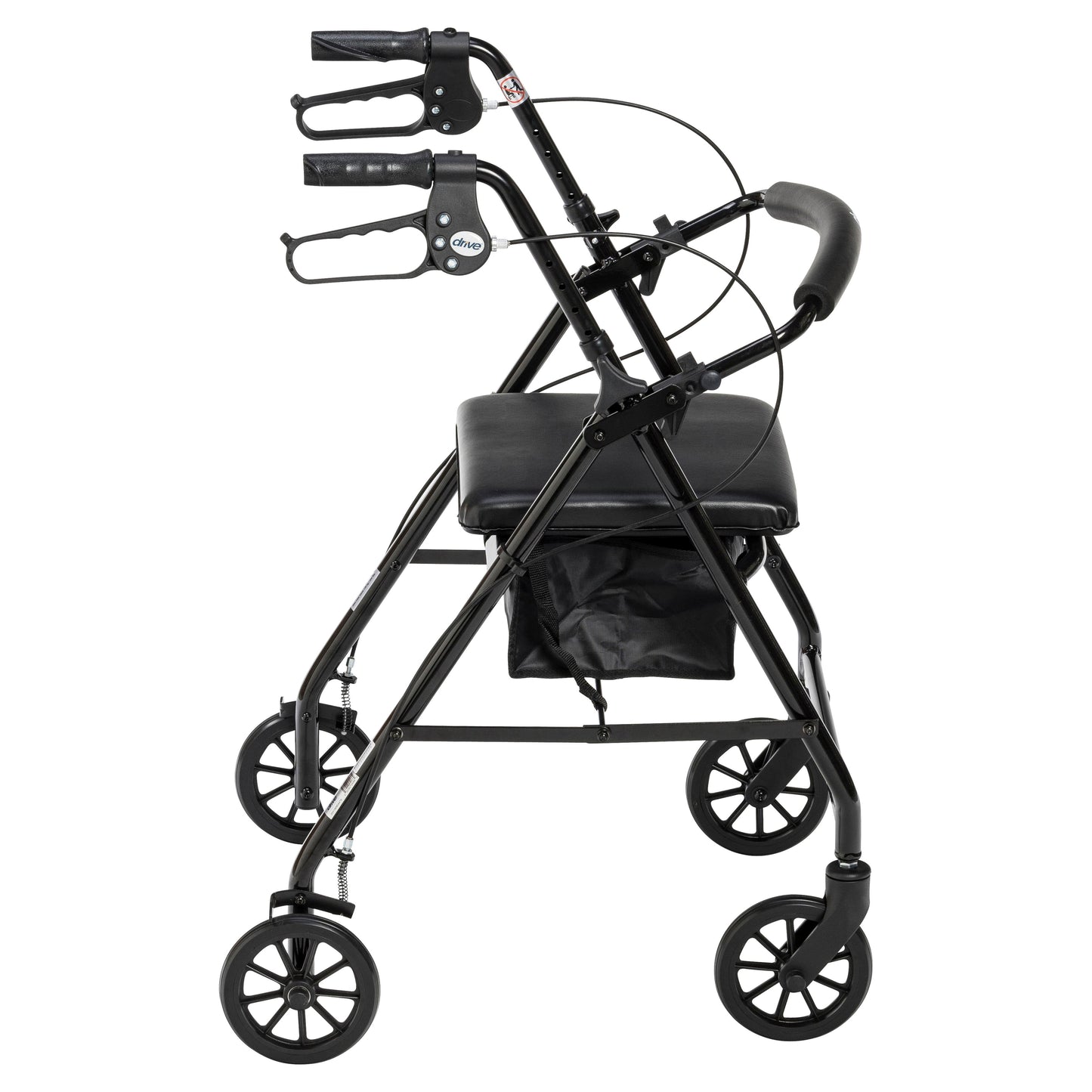 Walker Rollator with 6" Wheels, Fold Up Removable Back Support and Padded Seat, Black