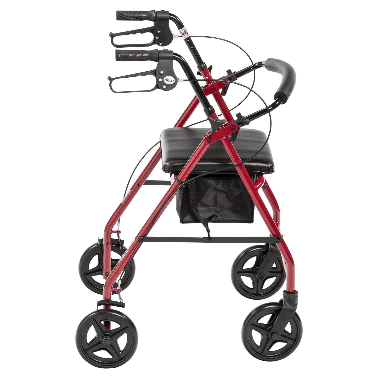 Aluminum Rollator with Fold Up and Removable Back Support and Padded Seat, Red