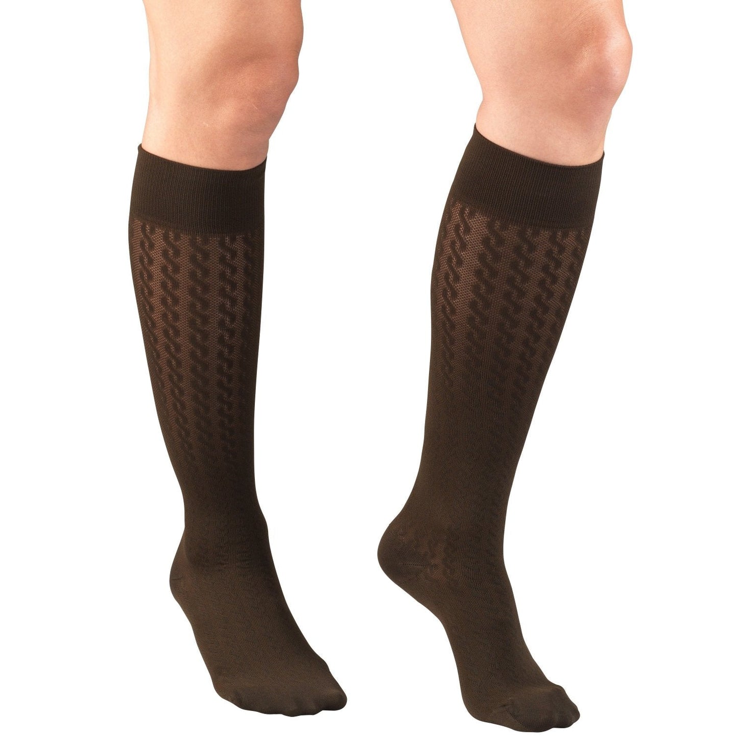 Ladies' Socks Cable Pattern Knee High Closed Toe/ 15-20 mmHg