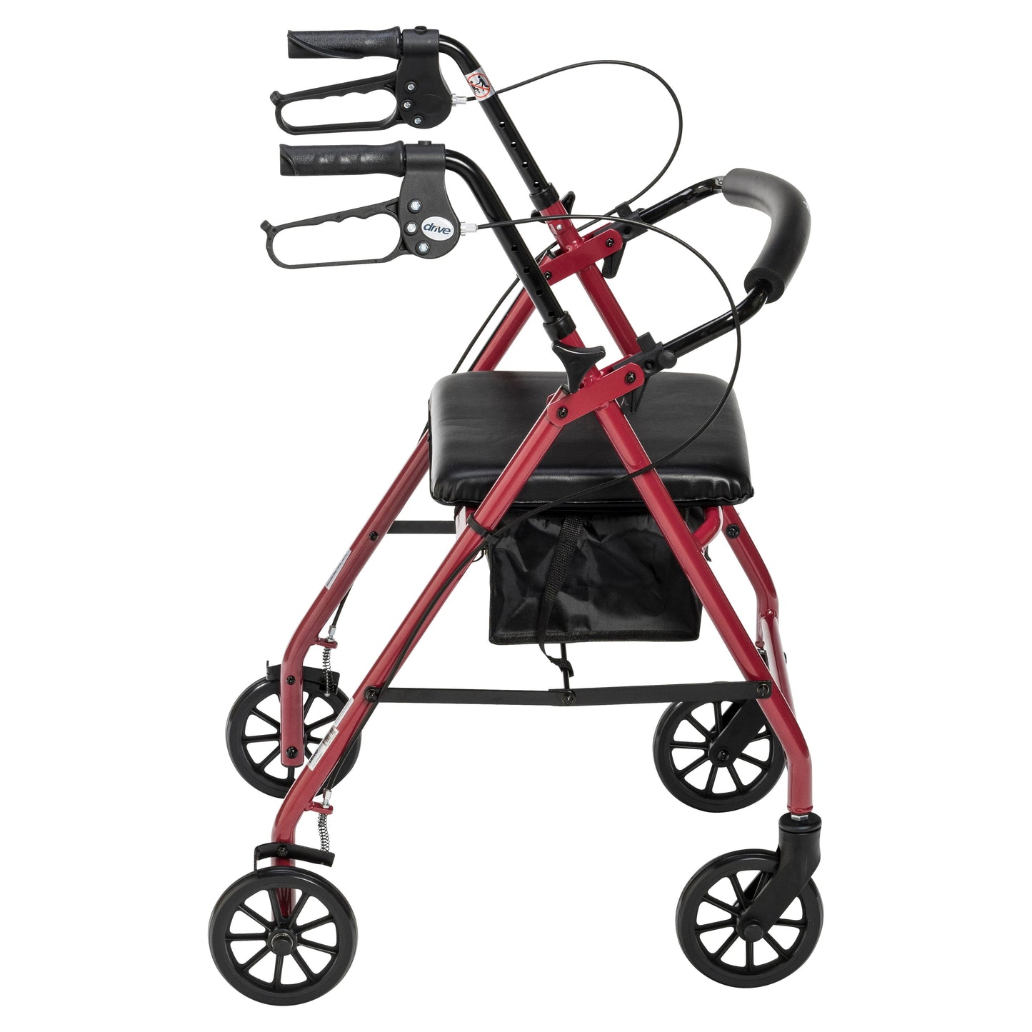 Walker Rollator with 6" Wheels, Fold Up Removable Back Support and Padded Seat, Red