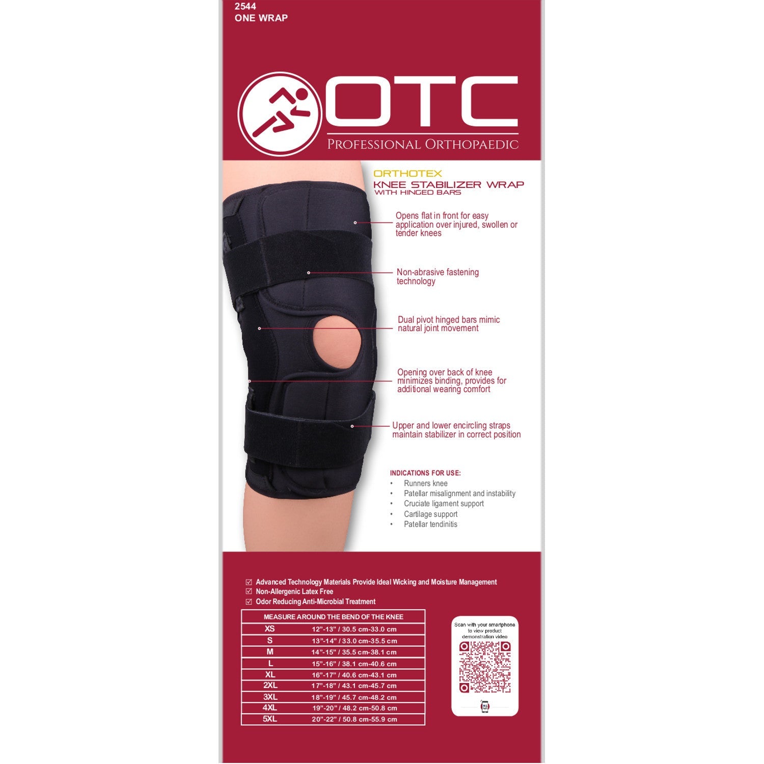 2544 / ORTHOTEX KNEE STABILIZER WRAP - HINGED BARS