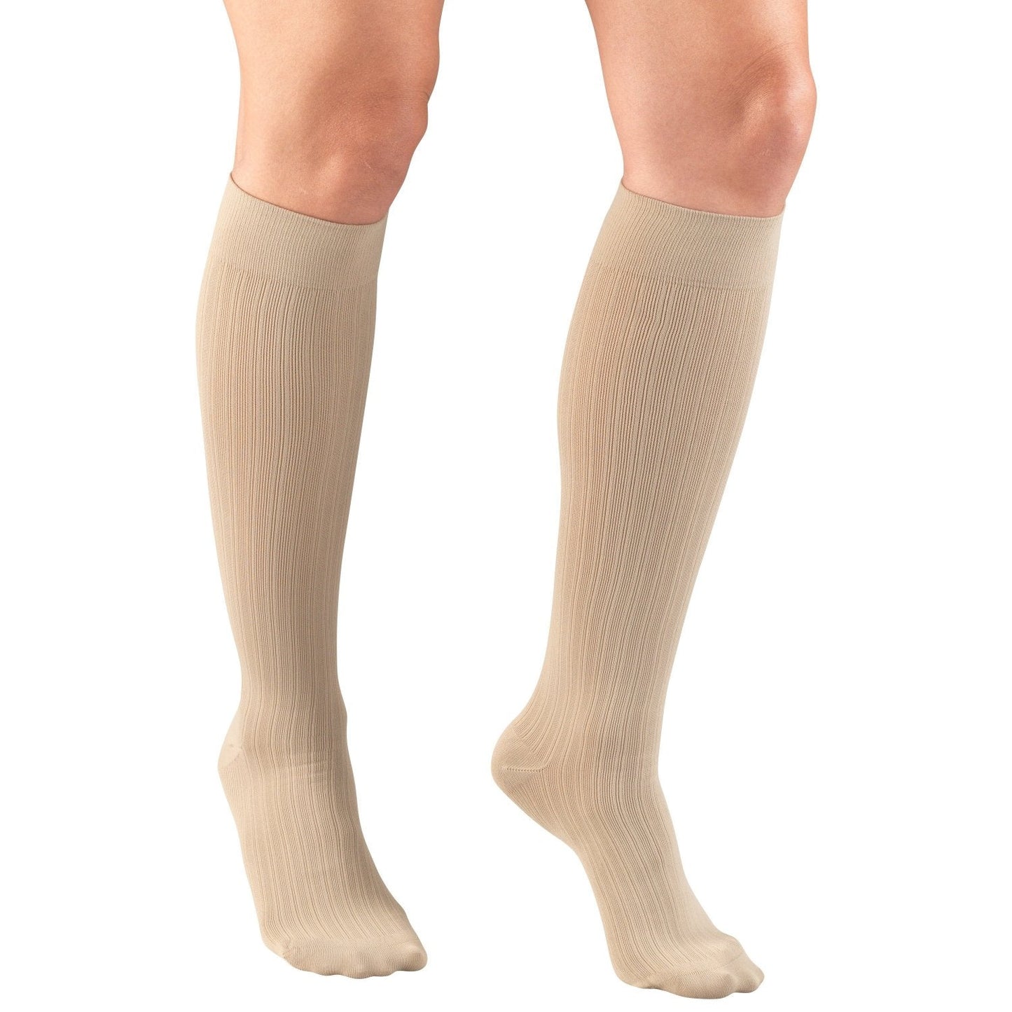 Ladies' Socks Rib Pattern Knee High Closed Toe 15-20 mmHg